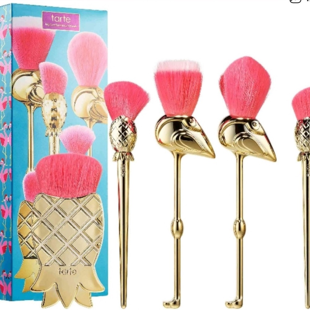Tarte Pink and Gold Tropical Makeup Brush Set